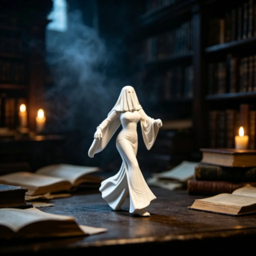 Running GhostStatues Desktop Decoration Home Wedding Birthday Home Gifts Halloween Veiled Ghost Lady Statue Decoration Spooky