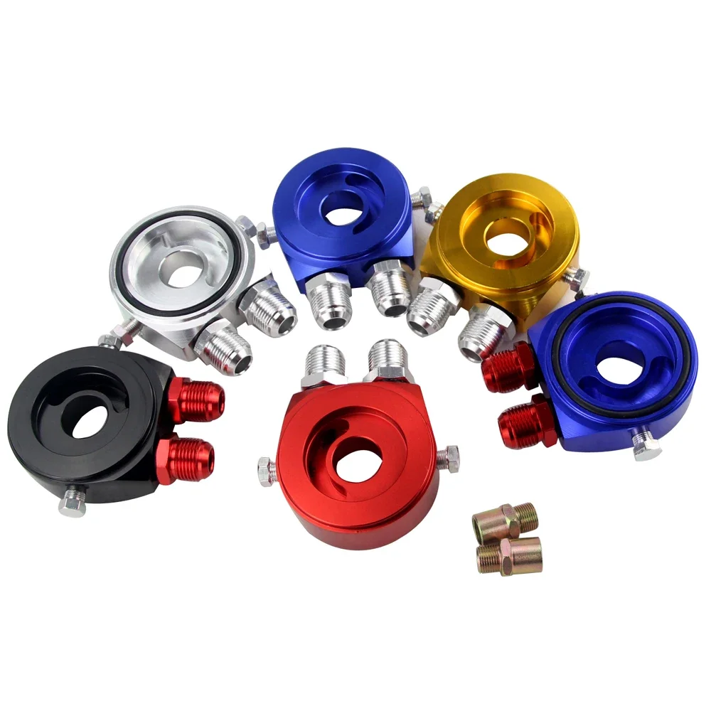 Universal AN10 Oil Cooler Sandwich Adapter Plate Aluminum 3/4‑16 UNF M20×1.5 Oil Filter Mount Fitting Kit