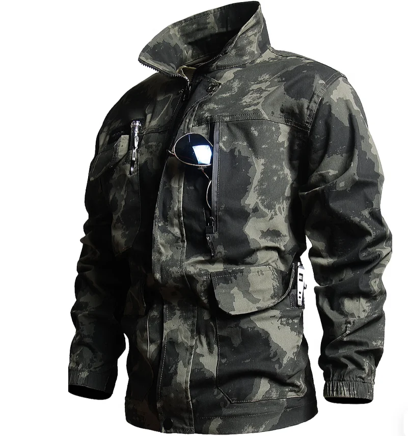 

Wear resistant and elastic pure cotton camouflage suit set labor protection clothing
