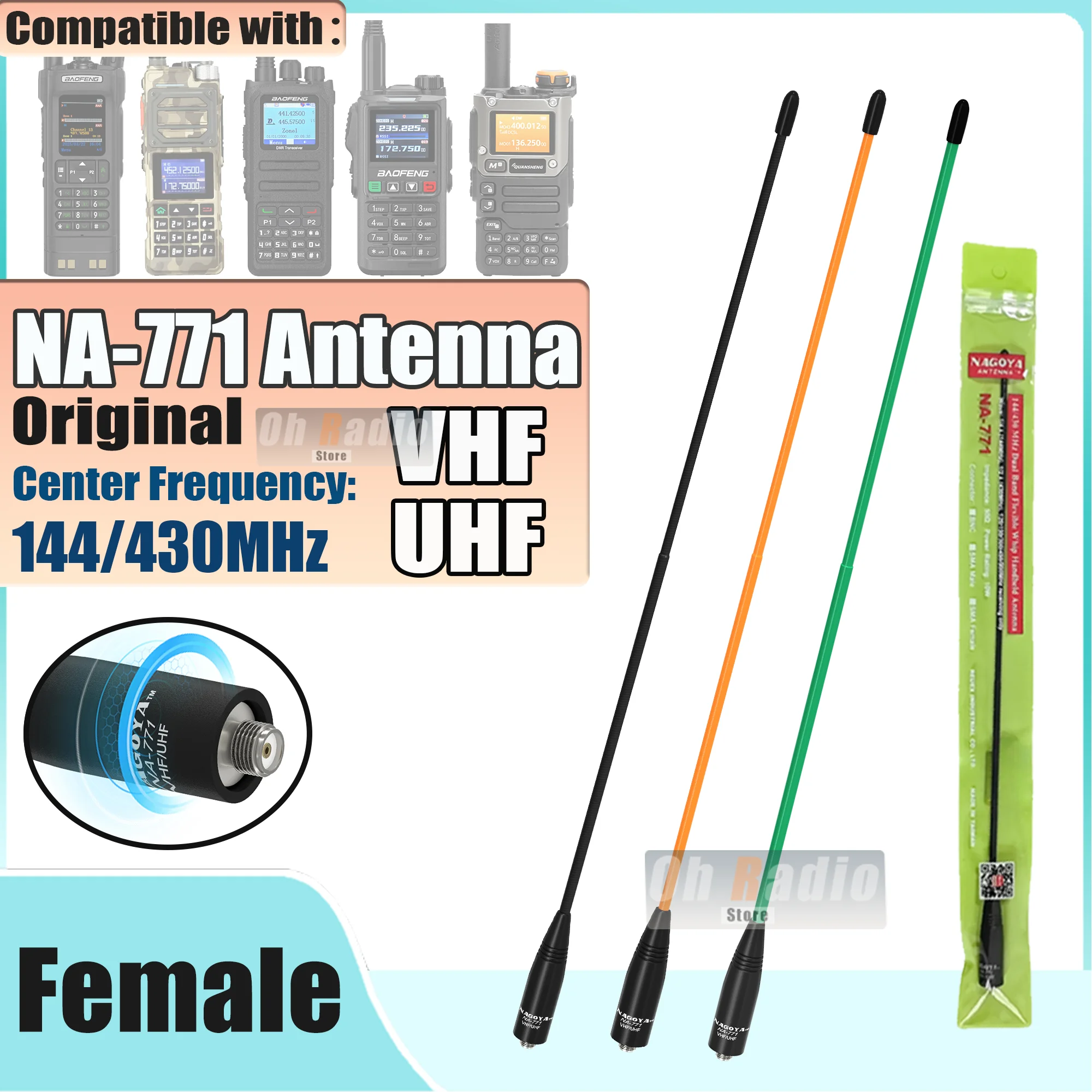 1/2/5PCS Original Nagoya NA-771 Antenna SMA-Female 3107A Connect 10W High Gain Soft Whip Antenna For Baofeng DM 32 UV-25M Radios