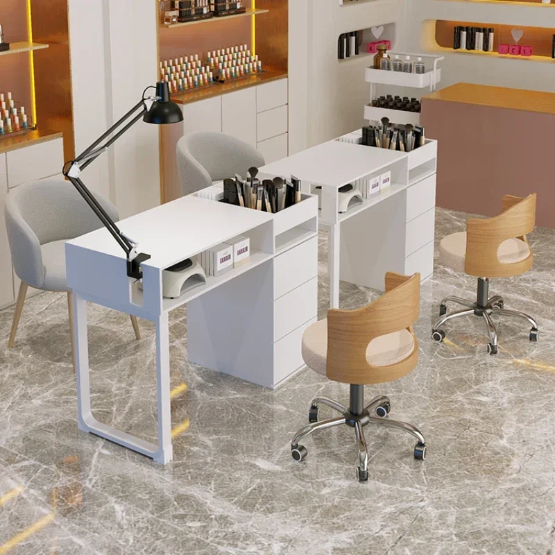 Cassetto in legno Tavoli per unghie moderni Trucco per manicure Tavoli per unghie bianchi professionali Soggiorno Biurko Do Mobili per salone di manicure