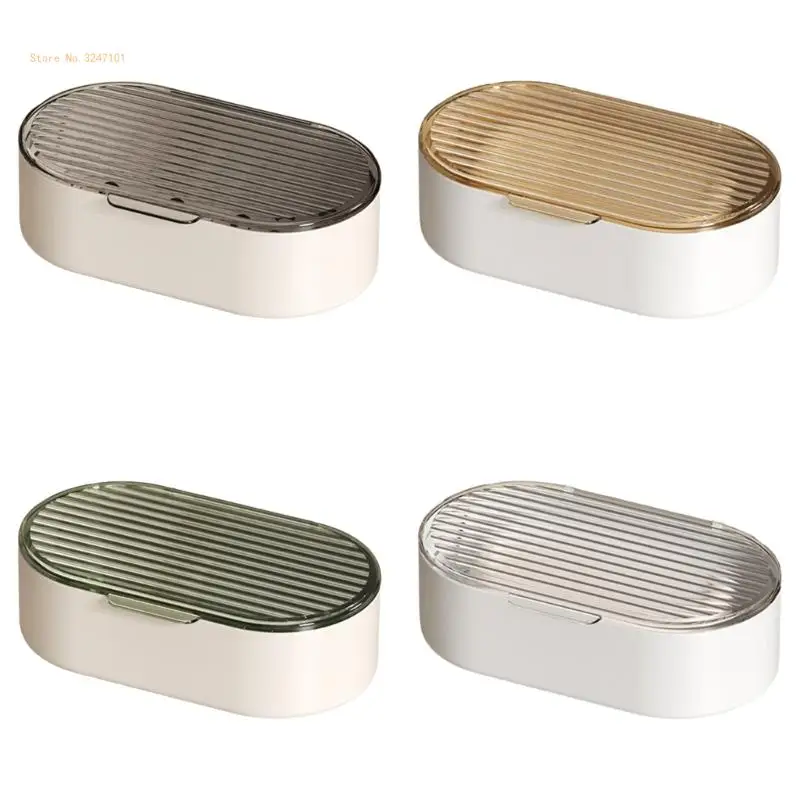 

Elegant Double Layer Soap Holder, Transparent Lid, Perfect For Home Bathroom Dropship