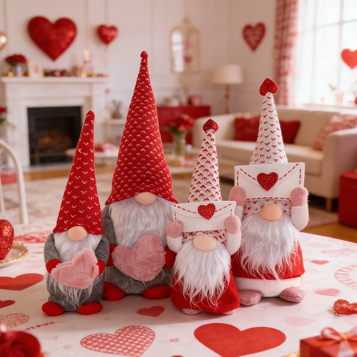 الأحمر الحب القلب مجهولي الهوية قزم رودولف 2026 سعيد عيد الحب الأزواج هدية دمية يهتف 14th فبراير مول نافذة العرض