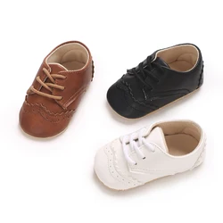Autumn Baby Shoes PU Fashion Classic Lace up Sports Shoes Soft Sole Comfortable Casual Walking Shoes 0-18M Baby Boys
