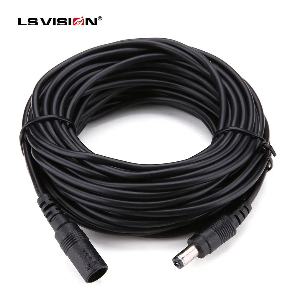 LS VISION 5M 12V 16.5FT DC cabo de extensão cabo adaptador de fonte de alimentação, fio fêmea para macho para câmera de segurança CCTV