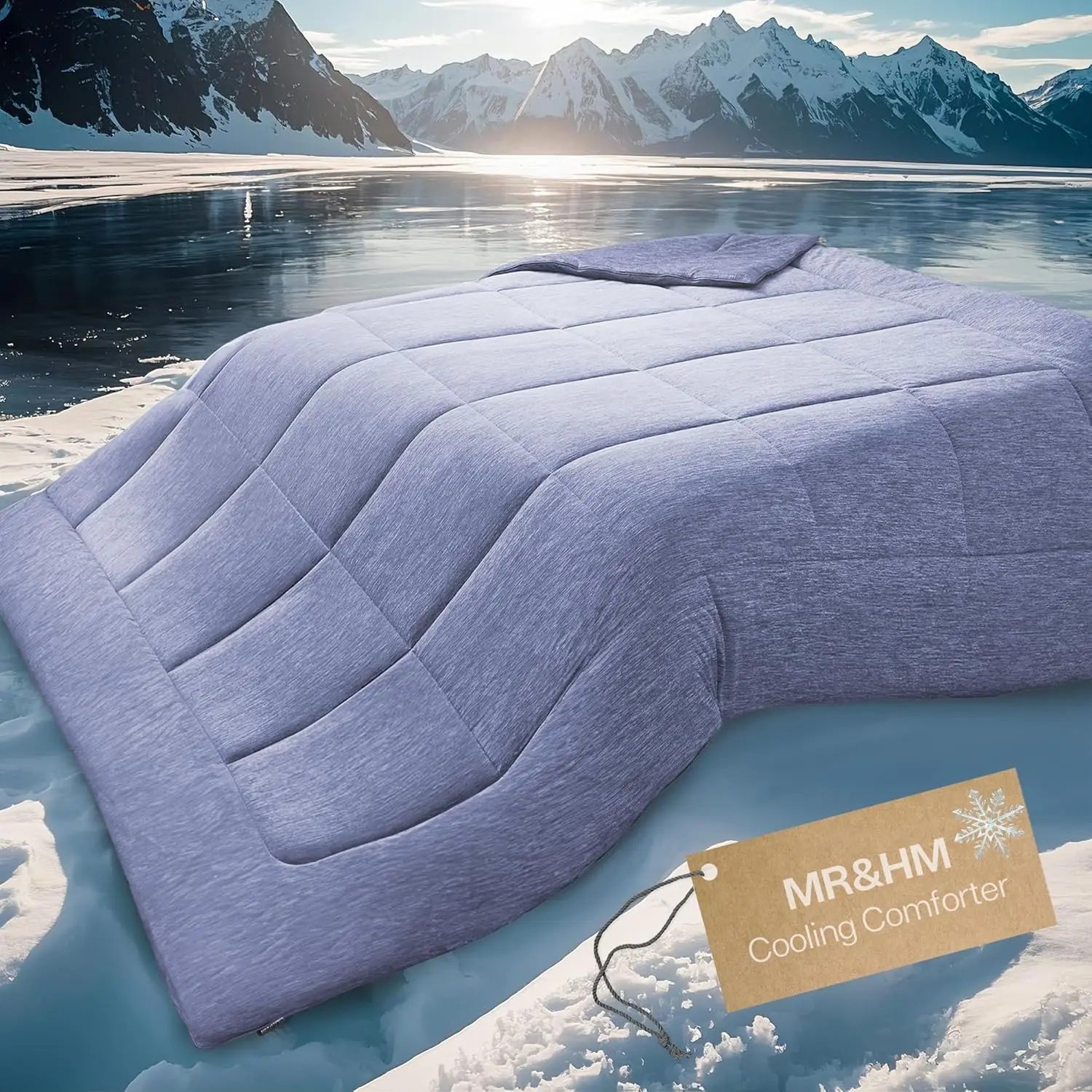 

Full/Queen Cooling Comforter, Double-Sided Breathable Blanket for Hot Sleepers, Silky Soft All-Season Bedding (90"x90", Blue)