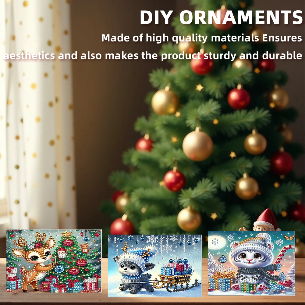 10pcs DIY Diamond Painting Crystal Scratch Card Party Gift Card (Christmas)