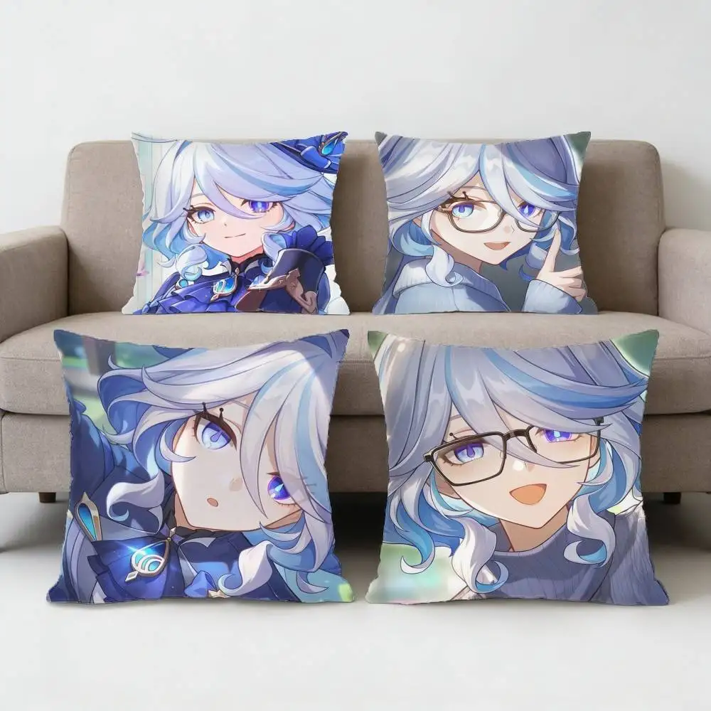 

Hydro Archon of Fontaine Furina Pillow Case Anti-dustmite Pillowcase Invisible zipper silky short plush Sofa cushion cover