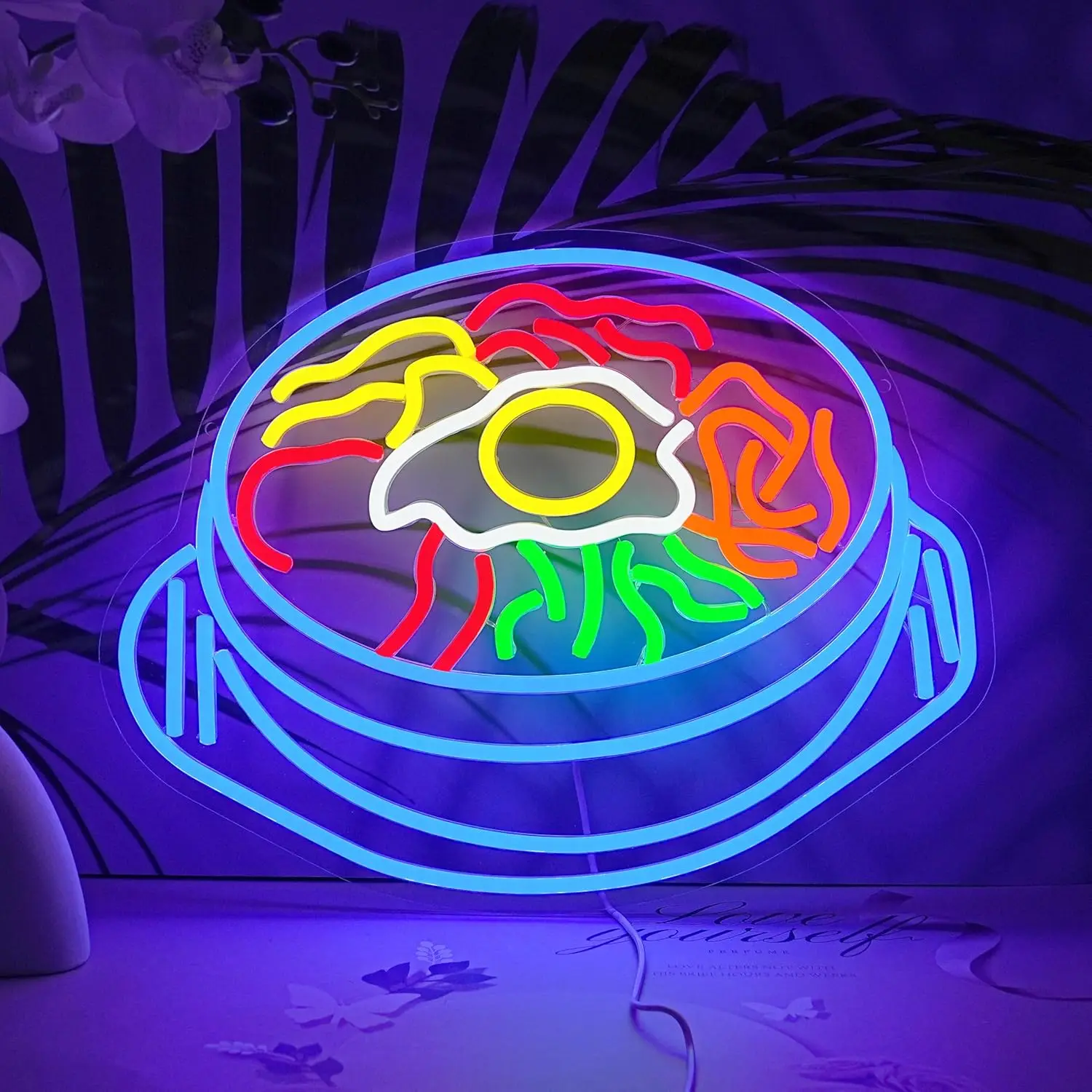 Bibimbap Neon Wall Sign Luci al neon dimmerabili per cibo coreano Ristorante Sala da pranzo Decorazioni aziendali Estetica Disegna regali unici