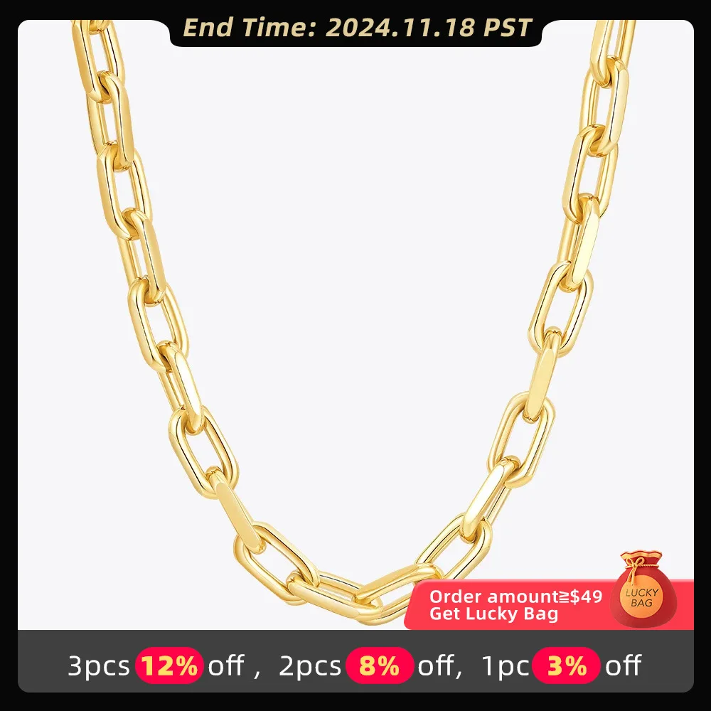 ENFASHION Collares Para Mujer Big Link Chain Oval Necklace For Women's Stainless Steel 18k Gold Plated Jewelry Party Gift 243448