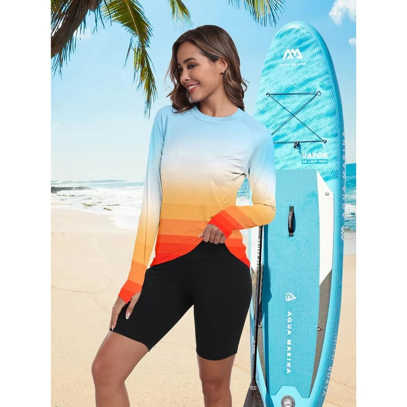 Women's sun protection long-sleeved T-shirt - Lightweight, quick-drying, sun-protective hiking top - Suitable for outdoor use