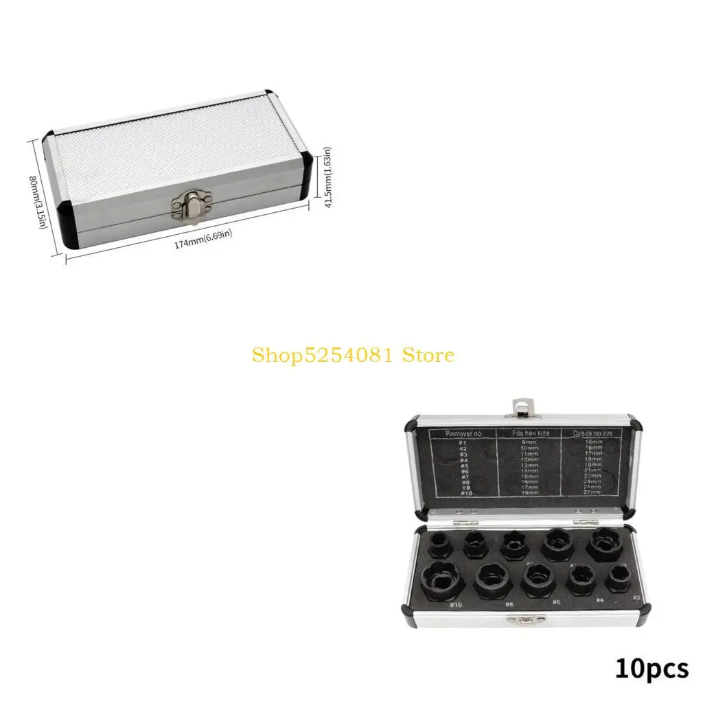 

AXYC 10 шт. Многофункциональный ударный болт Набор для снятия гаек ударного болта 9-19 мм Набор экстракторов для ударных болтов