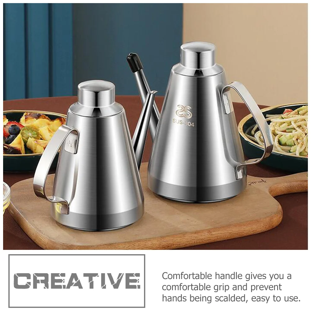 Oil Bottle Olive Dispenser Cruet Container Pot Condiment Japanese Sauce Vinegar Kitchen Cooking Decanter Liquid Stainless Steel - Image 5