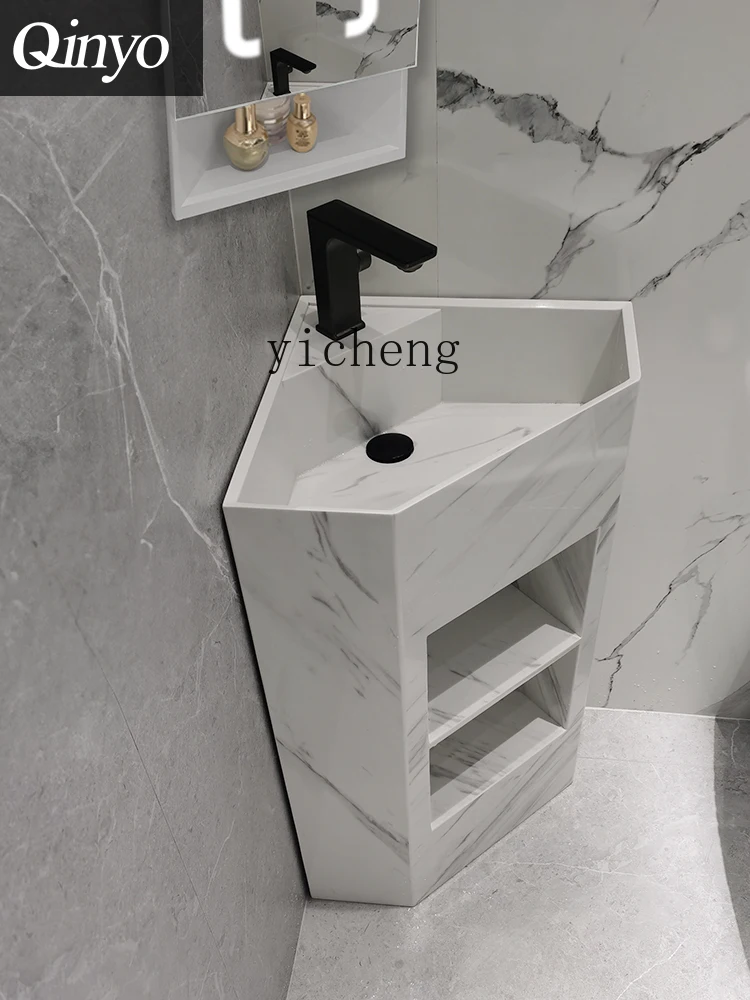 Stone Plate Vertical Column Washbasin Corner Basin Vertical Floor Triangle Wash Basin Bathroom Corner Wash Basin
