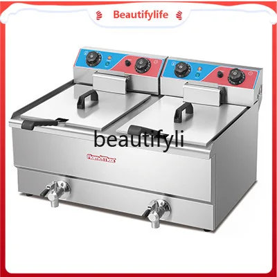 

Thickened Double Cylinder Double Screen Electric Fryer French Fries Fryer Commercial Stall Large Capacity Deep Fryer