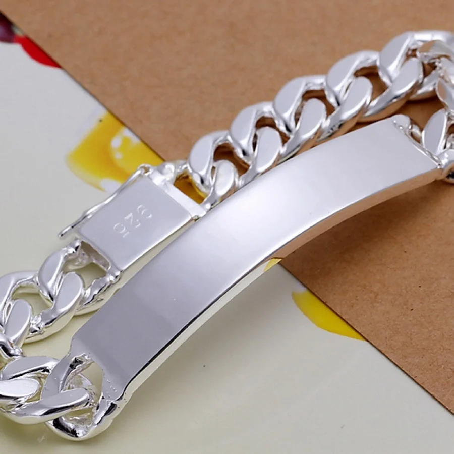 Charm 925 sterling silver design noble pretty 10MM Mens chain Jewelry fashion Geometric Bracelet  factory price