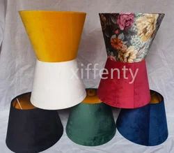 European Pop Velvet Cloth Gold Lined Cloth Lampshade Table Lamp Shade E27E14 Lamp Cap Port