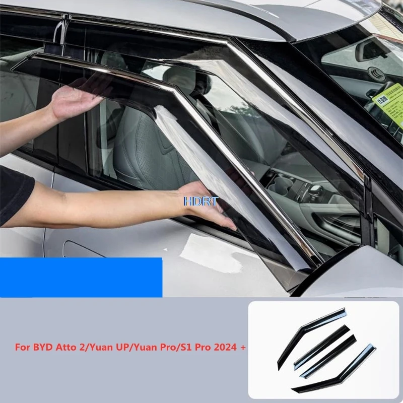 

Для BYD Atto 2/Yuan UP/Yuan Pro/S1 Pro 2024 + козырек на окно автомобиля, вентиляционный козырек, дефлектор от солнца и дождя, аксессуары для защиты от непогоды
