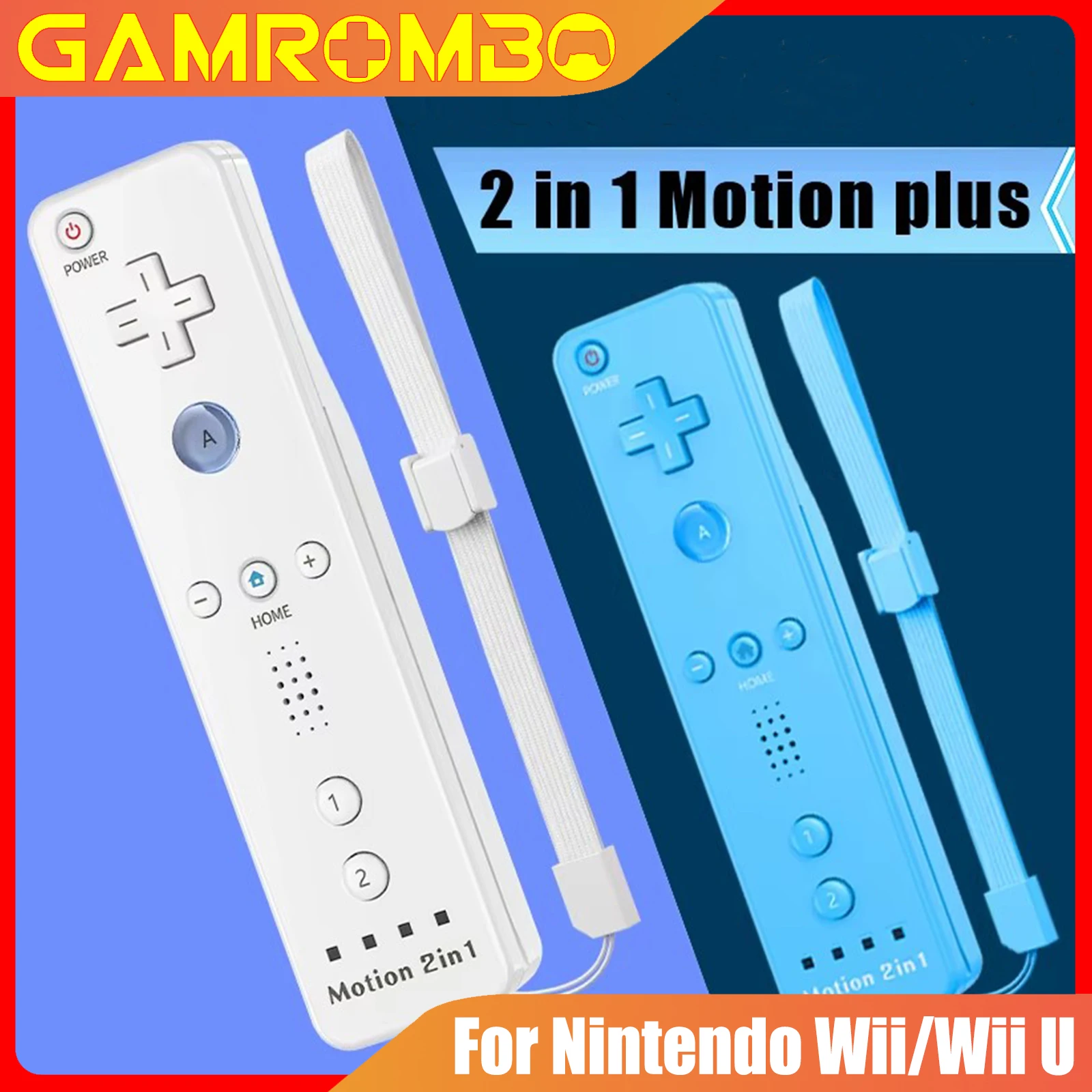 

GAMROMBO Controller For Nintendo Wii/Wii U Joystick 2in1 Left Right Wireless Gamepads W/ Motion Plus Game Remote Control Rocker