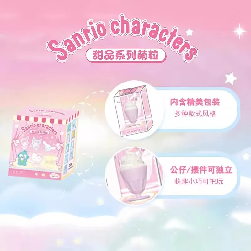 Authentieke Sanrio Dessert Serie Leuke Mini Graan Blind Box Speelgoed Anime Kuromi Hellokitty Pochacco Melodie Beeldjes Ornamenten Geschenken