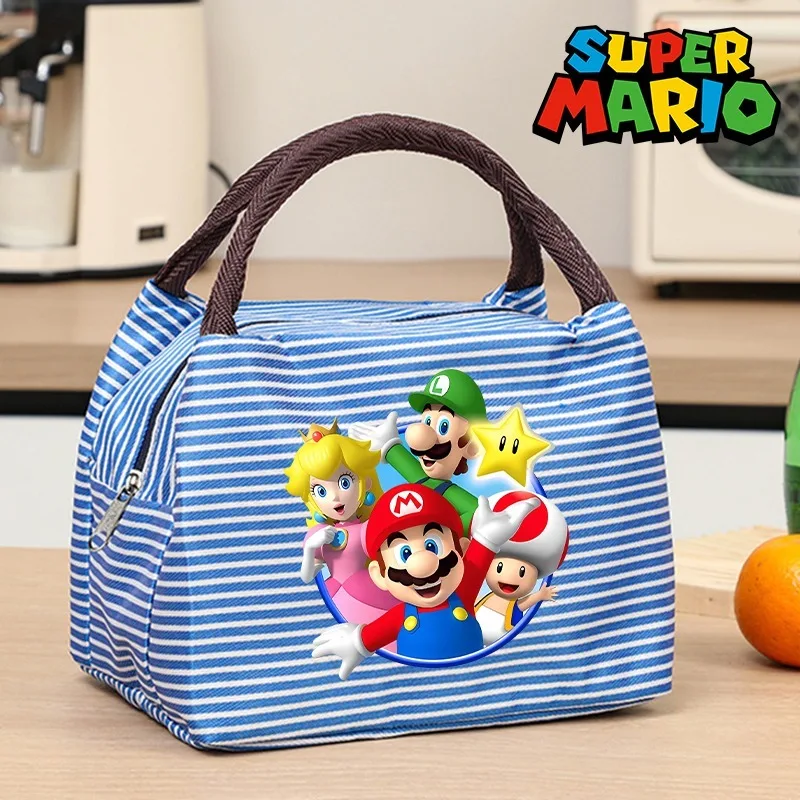 Сумки для обеда Super Mario Bros для взрослых и детей, принцесса Персик Луиджи, мультяшный графический принт, портативная большая вместительная милая сумка-холодильник, подарки