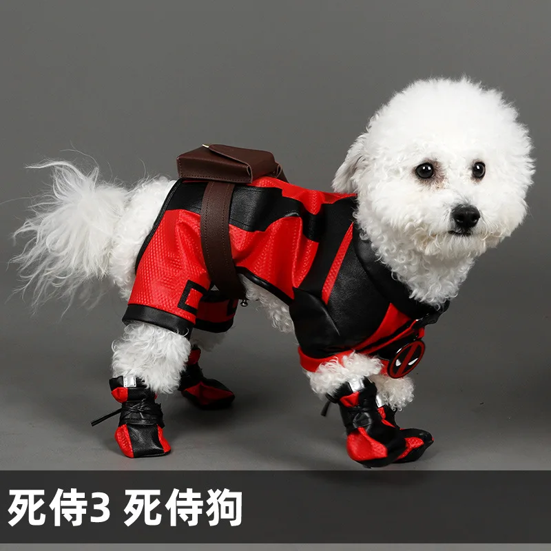 

Marvel Movie Deadpool 3Dogpool Cosplay Costume Pet Dog Warm Clothes Set Disney Cartoon Pet Dog Peripheral Accessories