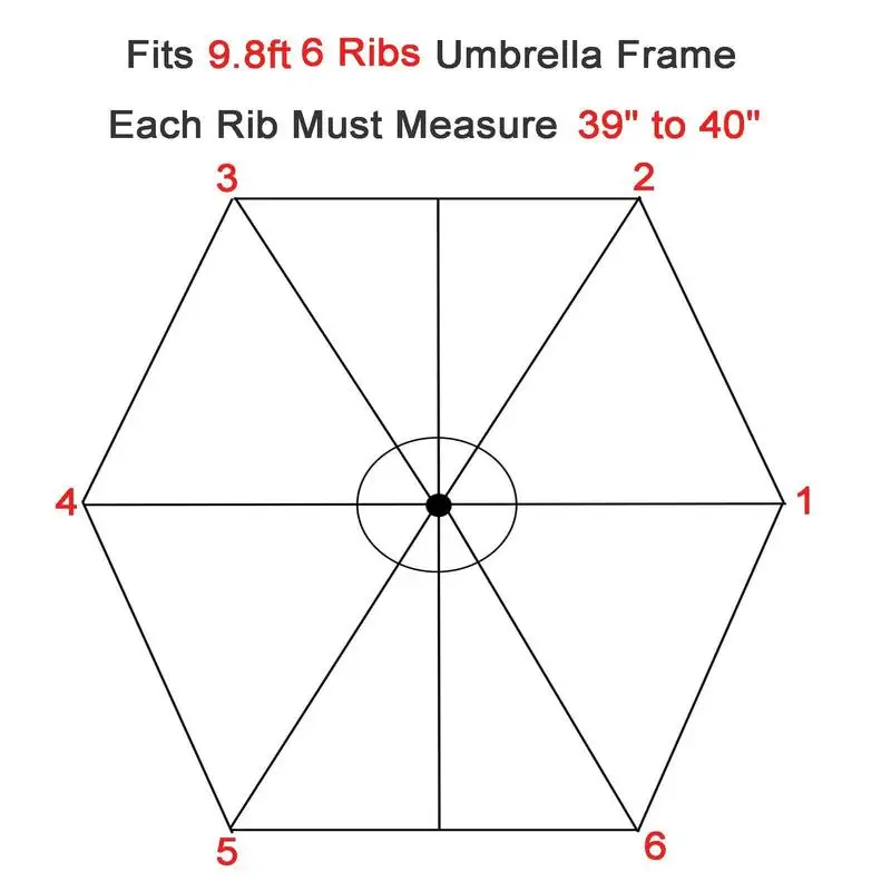 Patio Umbrella Replacement Canopy UV30+ Protection Parasol Sunshade Umbrella Waterproof Beach Hexagonal Canopy For Garden Patio