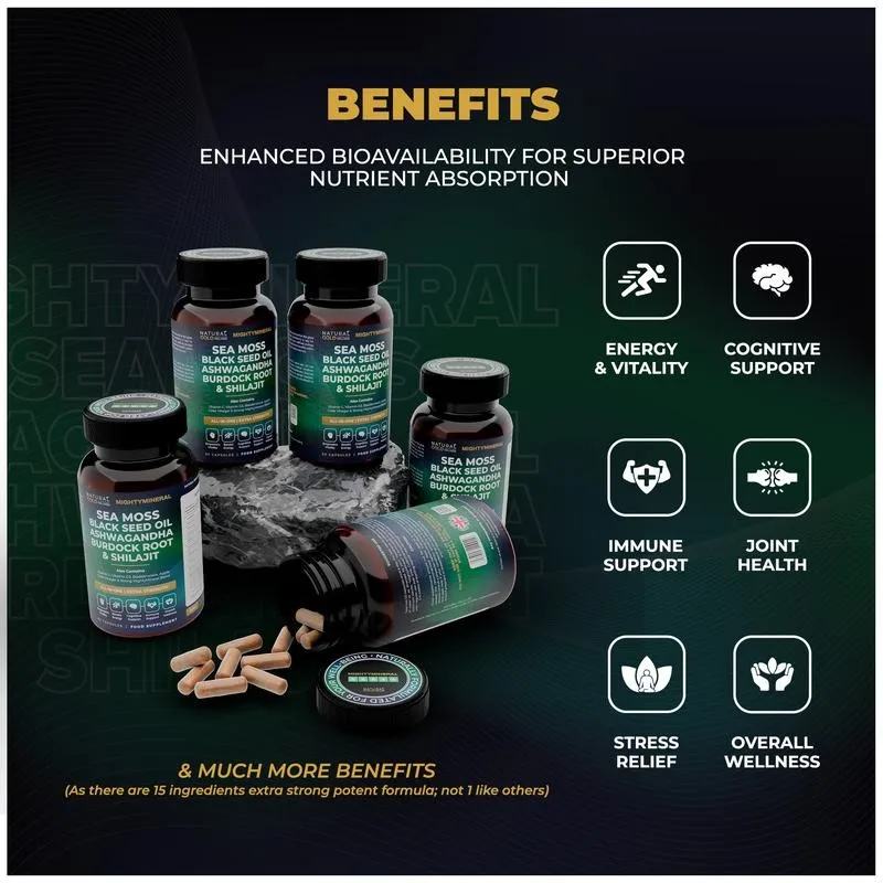 Black Seed Oil, Shilajit, Sea Moss, Ashwagandha - Enhance Immunity, Cognitive Support, Boosts Energy and Vitality - Image 3
