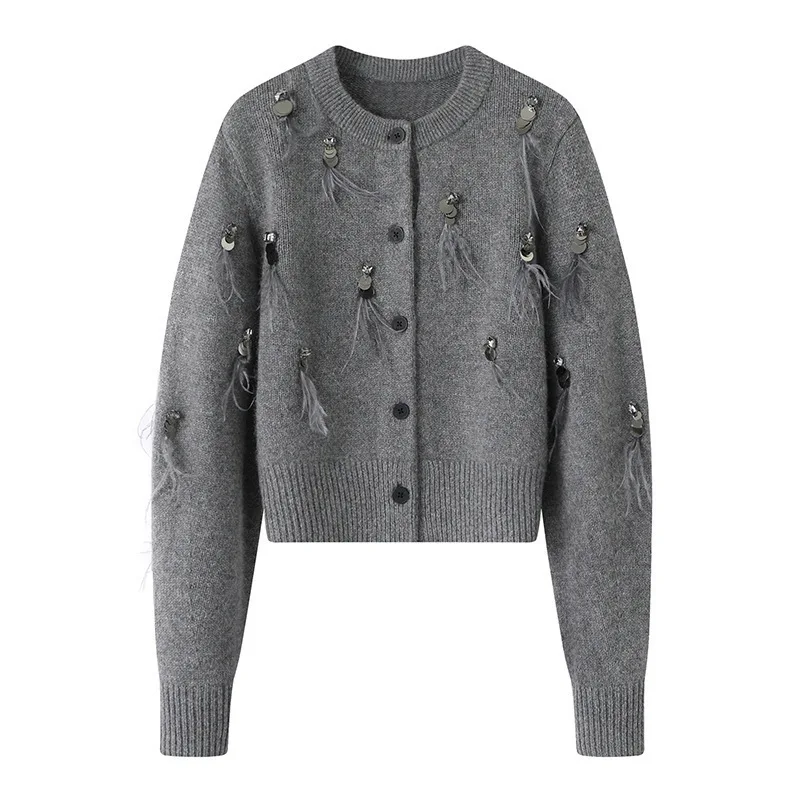 

2025 New Design Knitted Sweater Lace-Up Long Sleeve Short-Sleeved Coat Cardigan