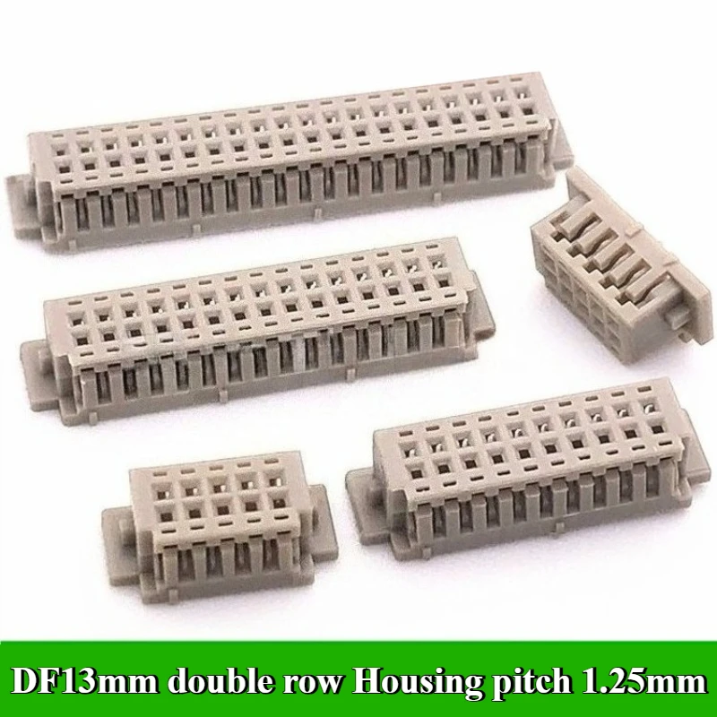

5/10/30/50/100Pcs/lot DF13mm double row connector pitch 1.25mm Housing 2*5P/10P/15P/20P Rubber shell Plug DF13 Terminal