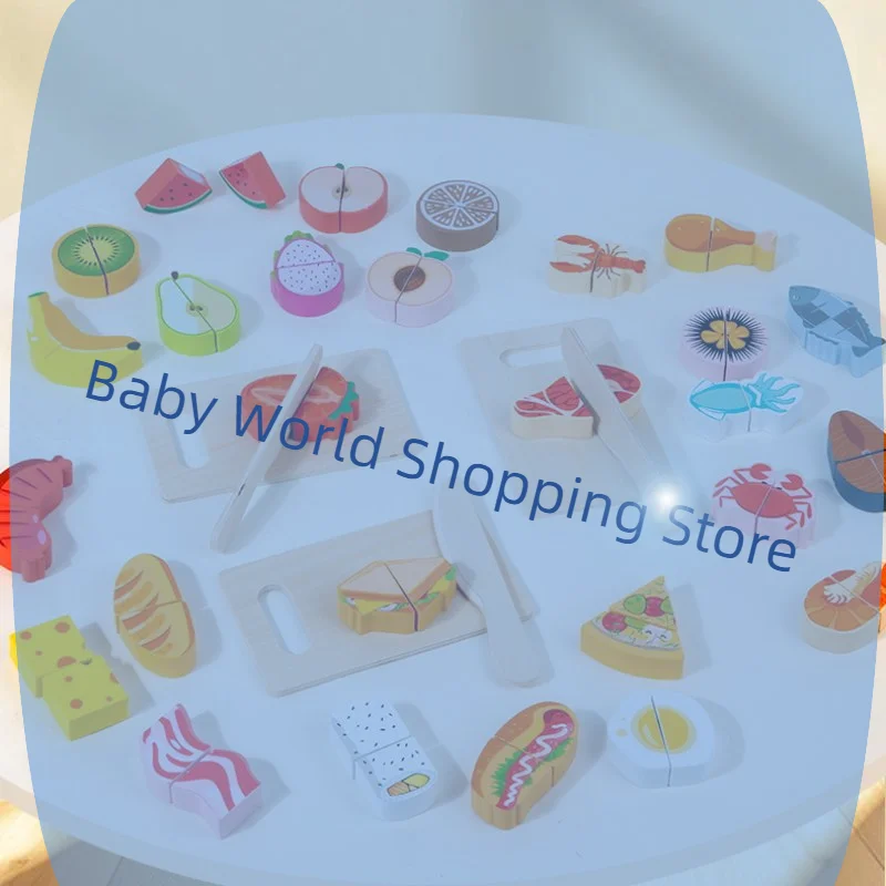 1 セットシミュレーション切断フルーツ食品ゲームプレイキッチンアクセサリーモンテッソーリ教育玩具子供のための木製ふりおもちゃ
