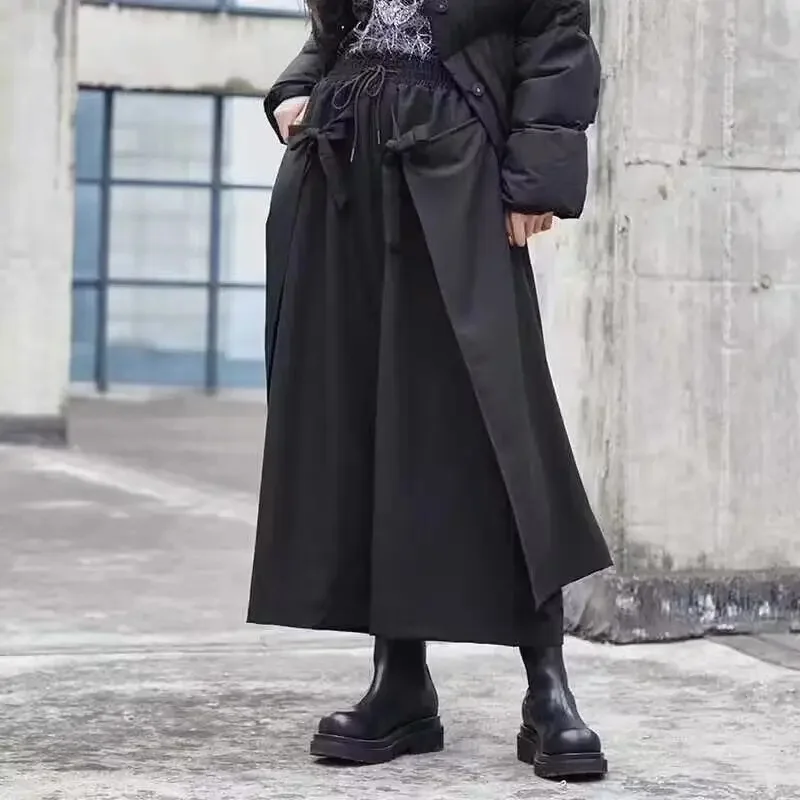 Men's Wide Leg Pants Solid Joggers Streetwear Elastic Waist 2025 Irregular Skirts Trousers Men Loose Punk Pantalon 3XL