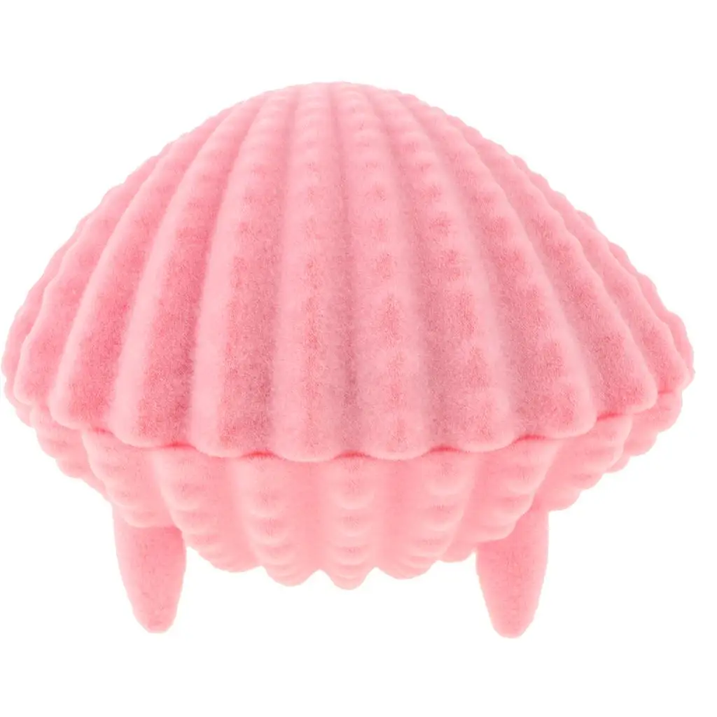 Velvet Shell Jewelry Organizer Box Mini Ring Holder Cute Gift Wrapping Case for Wedding Valentine Christmas