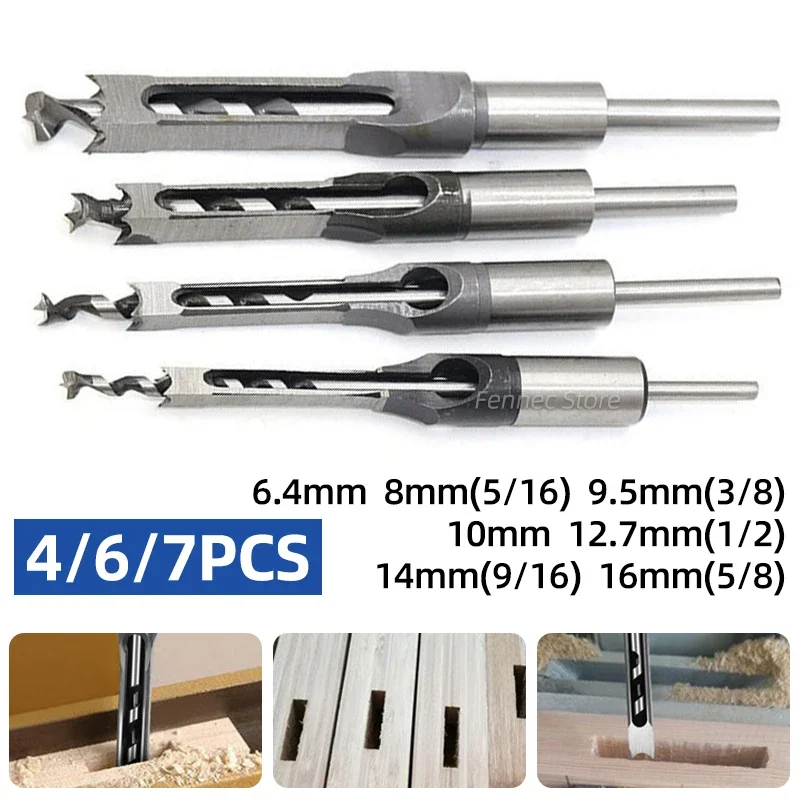 Carpintaria Square Broca Conjunto Brocas de Torção Buraco Saw Cinzel Mortising Auger Extended Saw Core