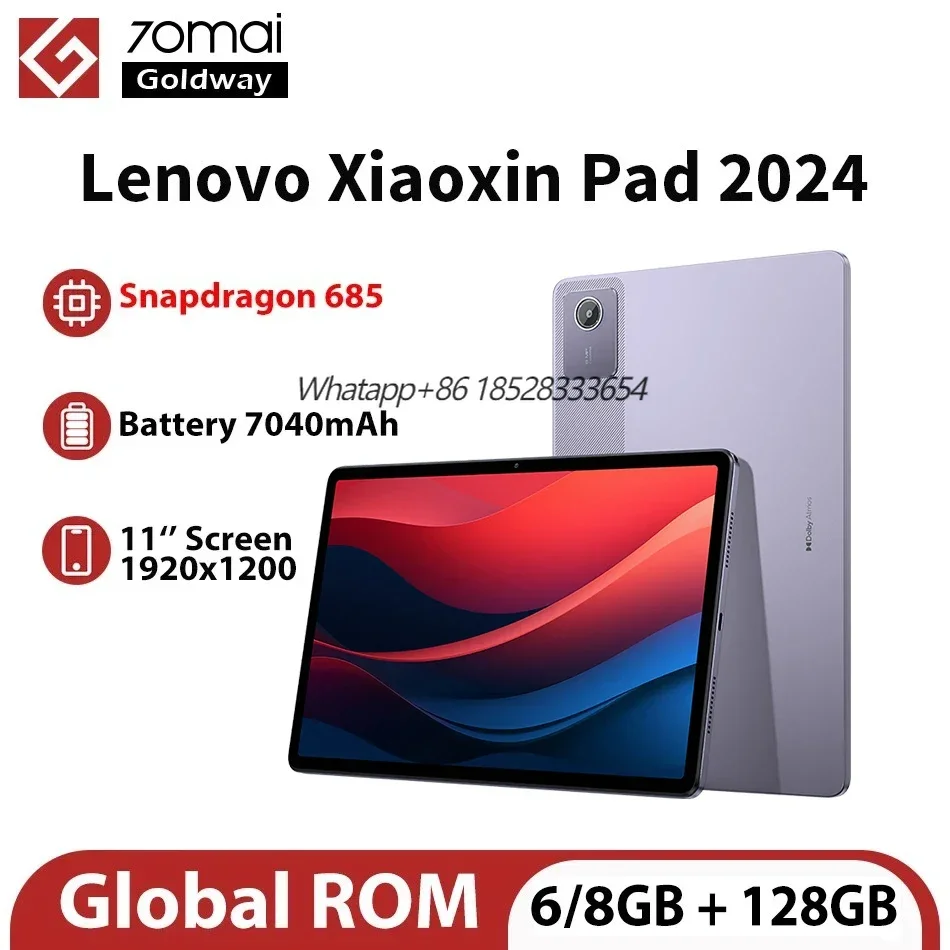 Global Firmware Lenovo Tab Xiaoxin Pad 2024 11'' 6GB / 8GB RAM 128GB ROM Snapdragon 685 7040mAh Battery Wifi Google Play Tablet