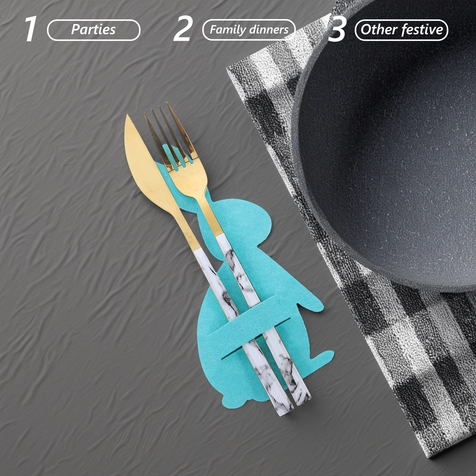 

12 Pcs Easter Bunny Tableware Birthday Decor Cutlery Pouches Sleeve Bag Set Utensils Bags