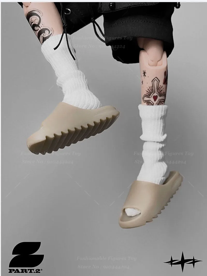 PART2PARK 1/6 Men soldier slippers Bjd Sandals Thick Sole Slippers Outdoor Trend Dolls Shoes For 12