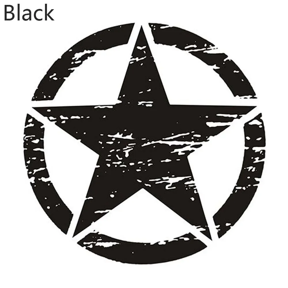 Car Sticker Army Star Hood Off-Road Graphic Decal for Jeep Wrangler Waterproof Sunscreen PVC15cm