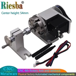 CNC 4th Rotary Axis and tailstock 3 jaw chuck 65mm 50mm cnc 4th axis rotary table Two phase 42 stepper motor tailstock for lathe