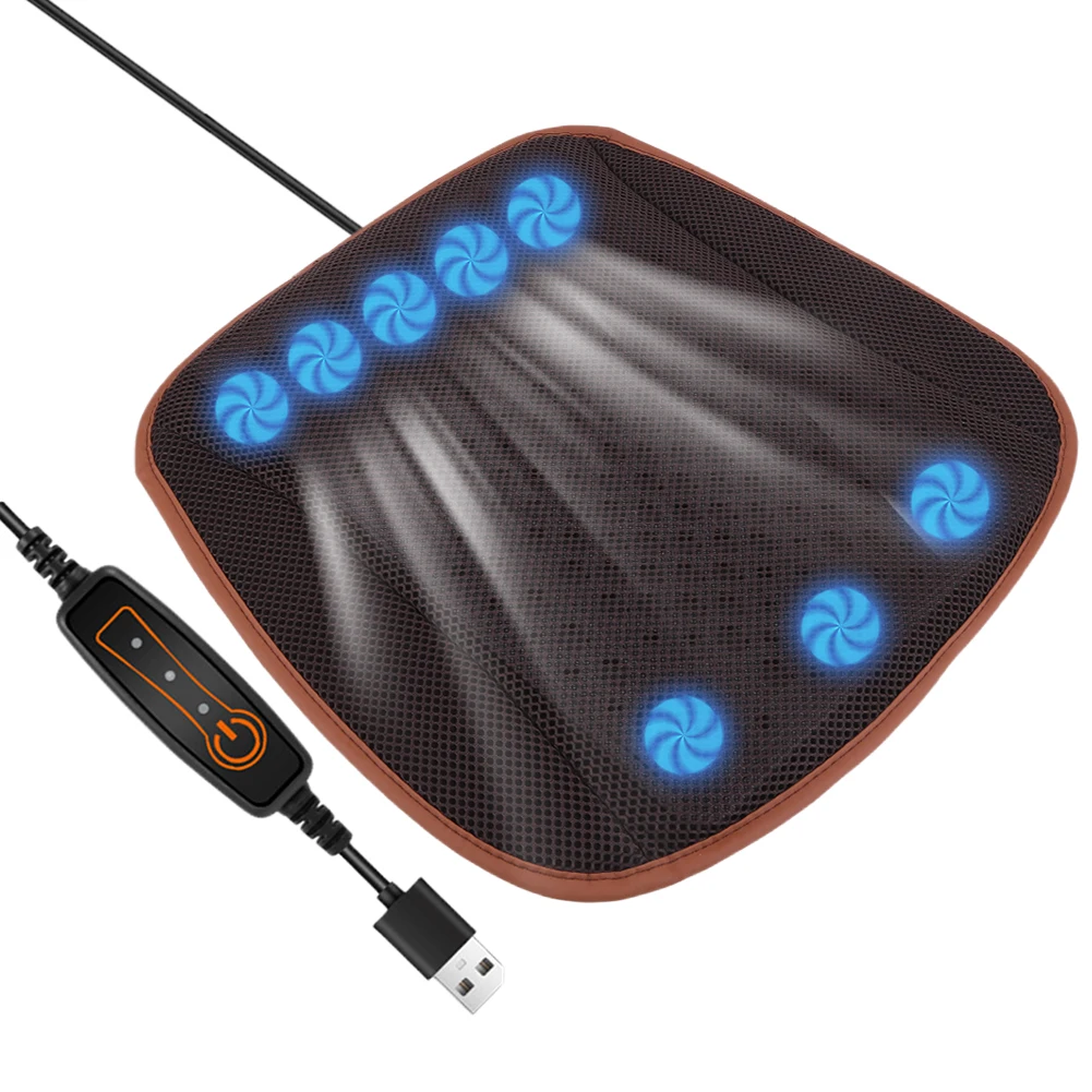 Summer Ventilated Seat Cushion Breathable USB Plug-in Ventilated Chair Pad Three Gear Adjustment Cooling Pad Auto Interior Parts