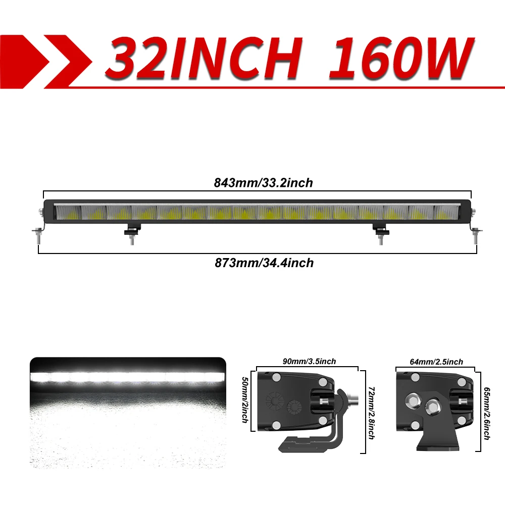 CO LIGHT Nieuwe slanke 52 inch LED-lichtbalk Wit en amber 42 "led-werklamp 6500K 3500K DRL 30000LM Off-road rijlamp 12V 24V