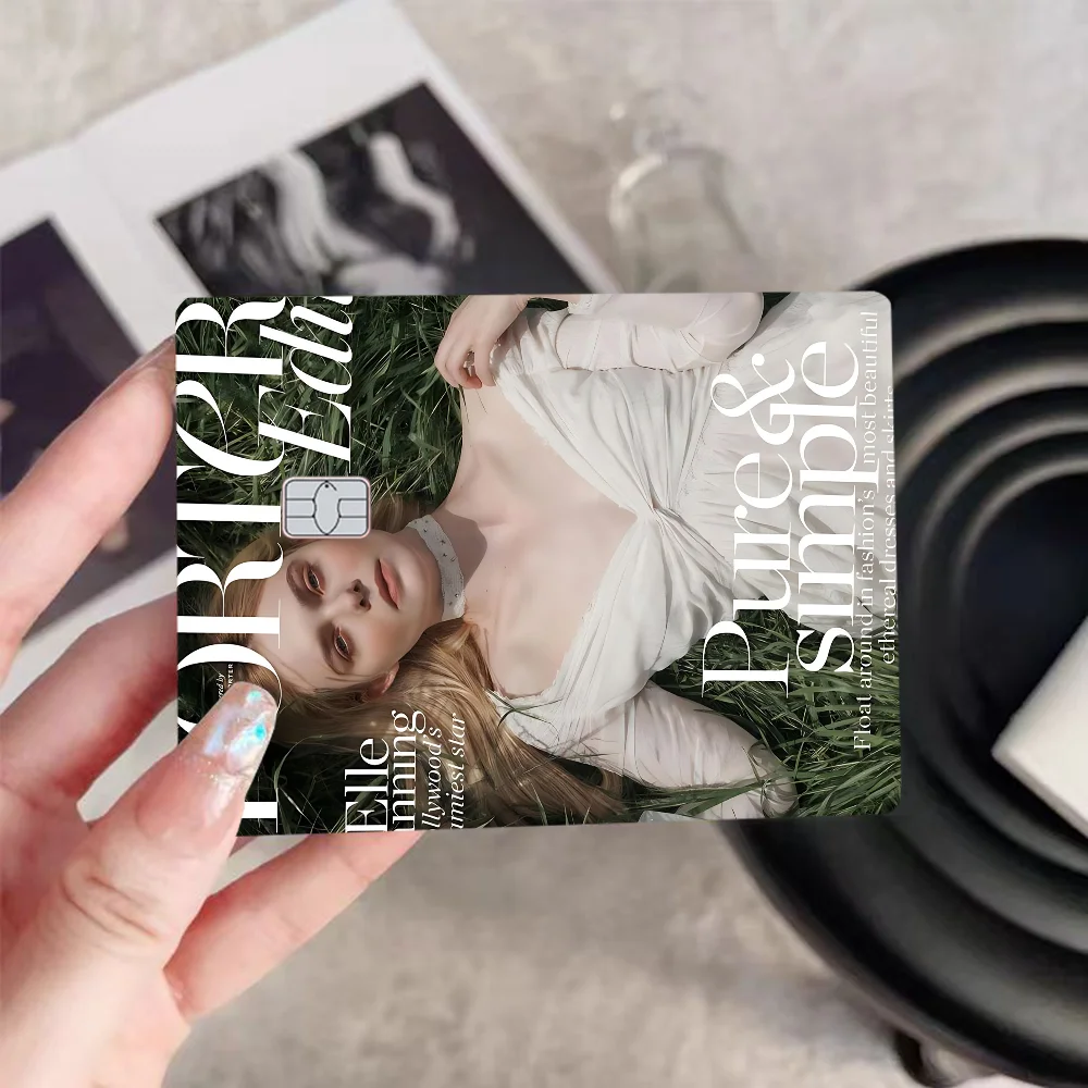 شعبية ستار قزم فتاة E-Elle F-Fanning أنيمي ملصق فيلم غطاء الجلد لبطاقة الائتمان بطاقة الخصم البنك الجبهة