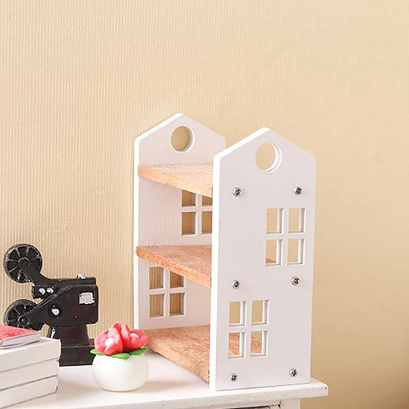 

1:12 Dollhouse Miniature Rack Display Stand Furniture Bookshelf Three-tier Storage Model Decor Toy Doll House Accessories