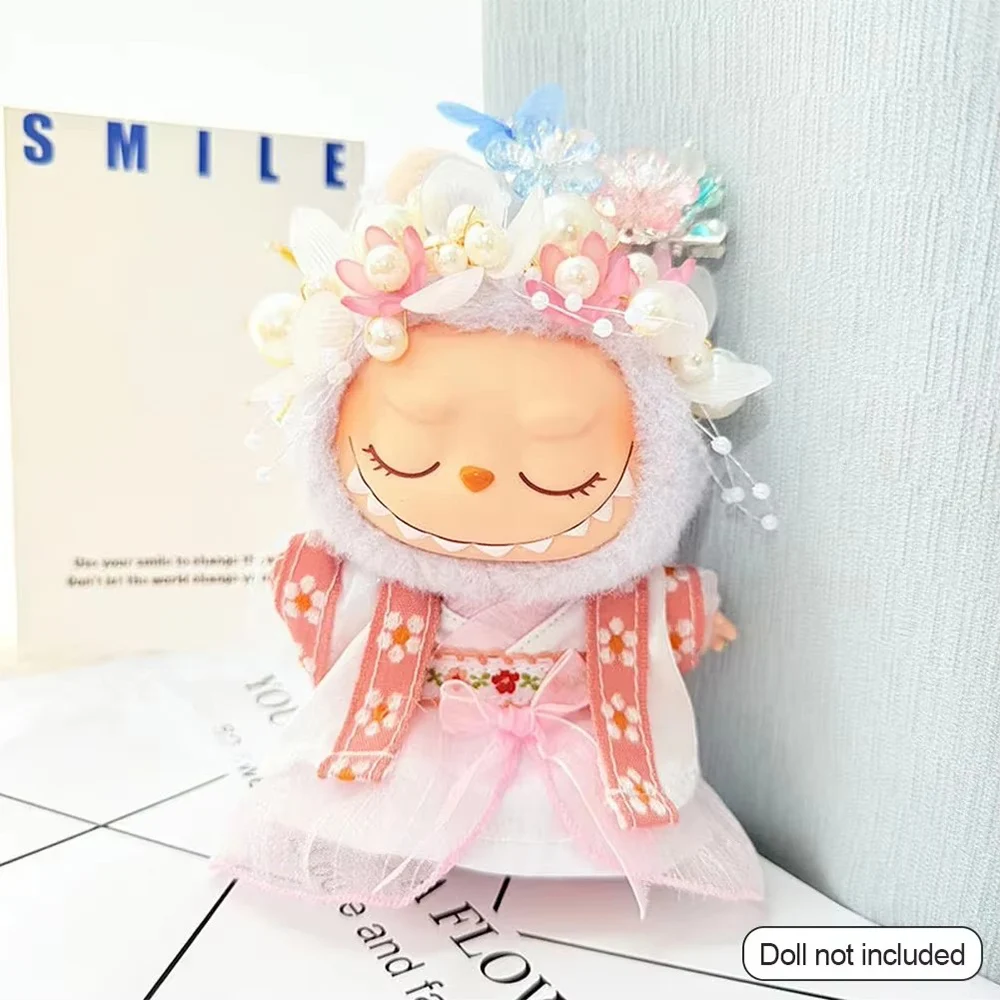 

Mini Doll'S Clothes Outfit Accessories for Labubu Idol 10cm Cotton Doll Antique Hanfu Set Ancient Clothing Gift