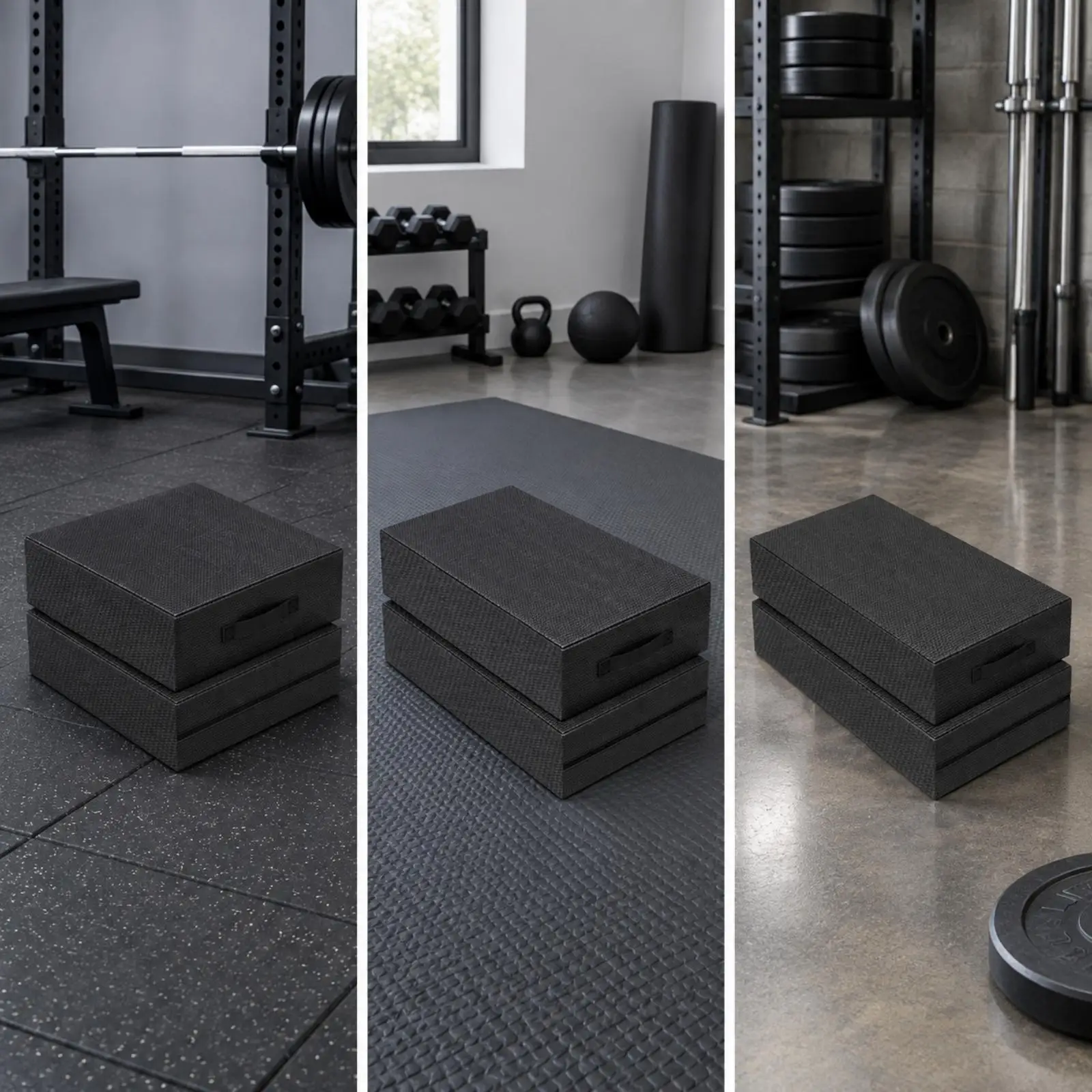 Portable Gym Anti Slip Cushion for Barbell Deadlift Floor Guard Shockproof Exercise Mat with Carry Handle for Home Fitness