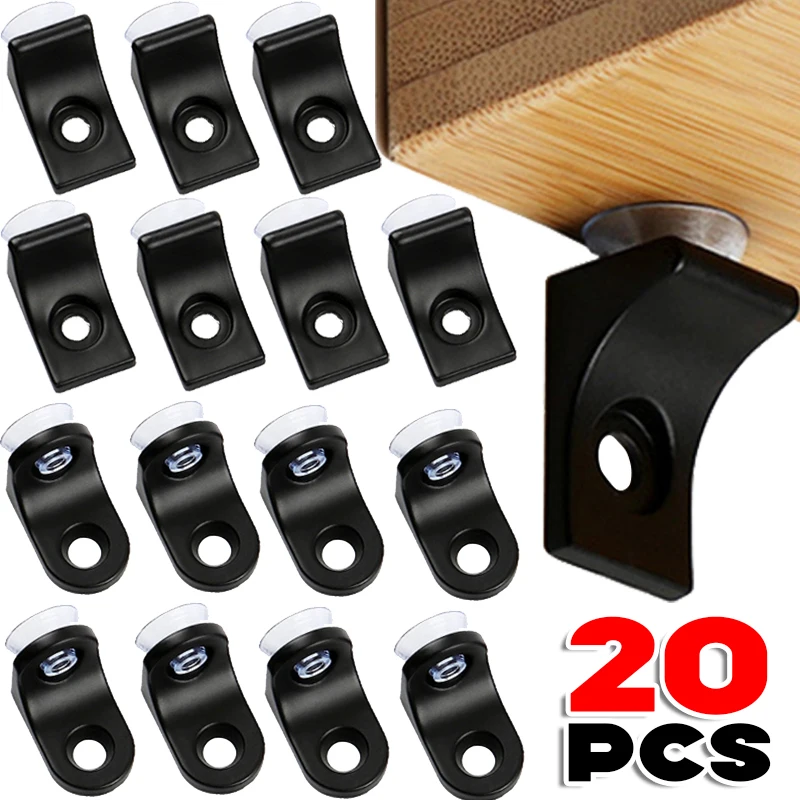 4/20pcs Right Angle Glass Shelf Suction Cup Fixing Stud Plate Support Partition Holder Cabinet Stand Wooden Bracket Clamp Pin