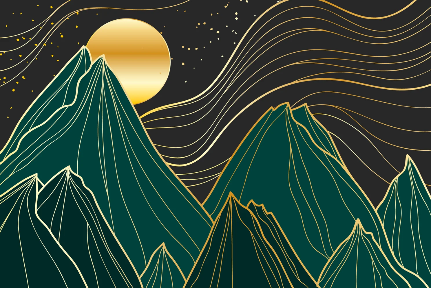 Custom photo mural new Chinese abstract mountain gold relief lines Bedroom living room TV background wall 3d wallpaper