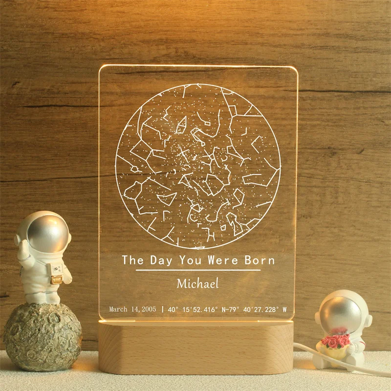 The Day You Were Born Star Map Night Light,Personalized Birthday Gift ,1st 2nd 3rd 13th 16th 18th 21st Birthday Gift