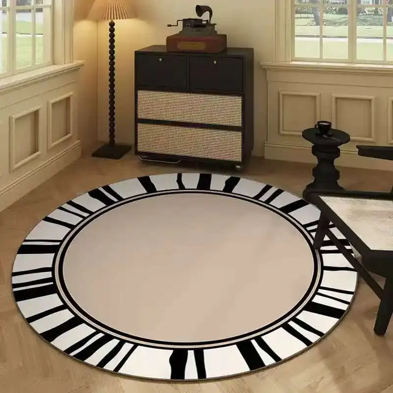 Thickened Non-Slip Round Carpet for Bedroom & Living Room, Modern American Style Floor Rug, Stackable Ring