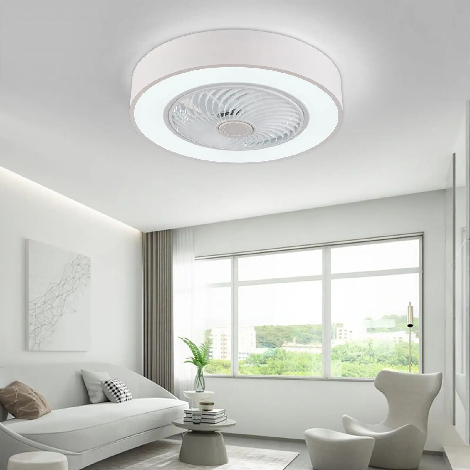 Imagem -02 - Led Invisible Vedação Ventilador de Teto com Luz Regulável Lustre Lâmpada Remota para Quarto Sala Luz Interior Home Decor